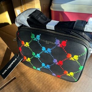 Karl Lagerfeld Crossbody Bag Small Black Graphic Logo New With Tags